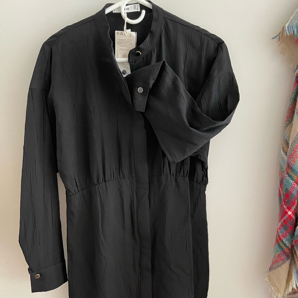 Mango Black Puffed Sleeve Dress